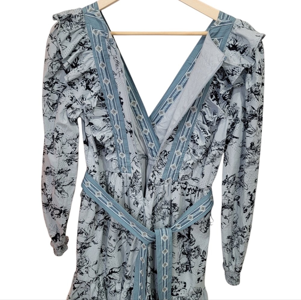 Anthropologie Ruffle Wrap Mini Dress Floral Long Sleeve Cottagecore Woma… - Picture 9 of 17